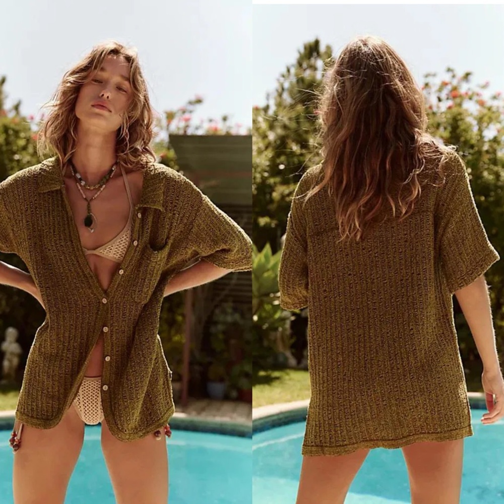 Free People Olive Green Cardigan